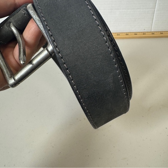 Modern Men's Rustic Genuine Black Leather Belt Size 34 - Picture 3 of 13